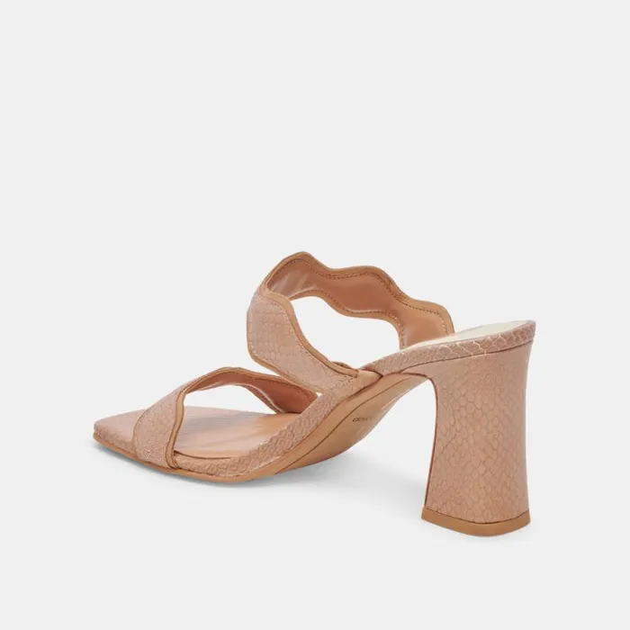 Dolce Vita Ilva Heels Toffee Embossed Leather Women Heels