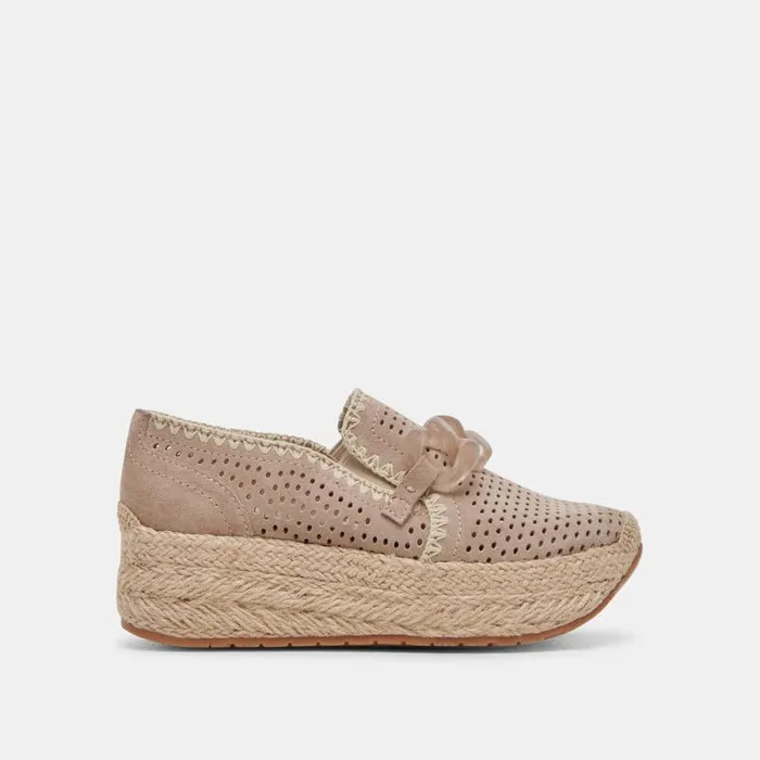 Dolce Vita Jhenee Espadrille Sneakers Taupe Perforated Suede Women Sneakers