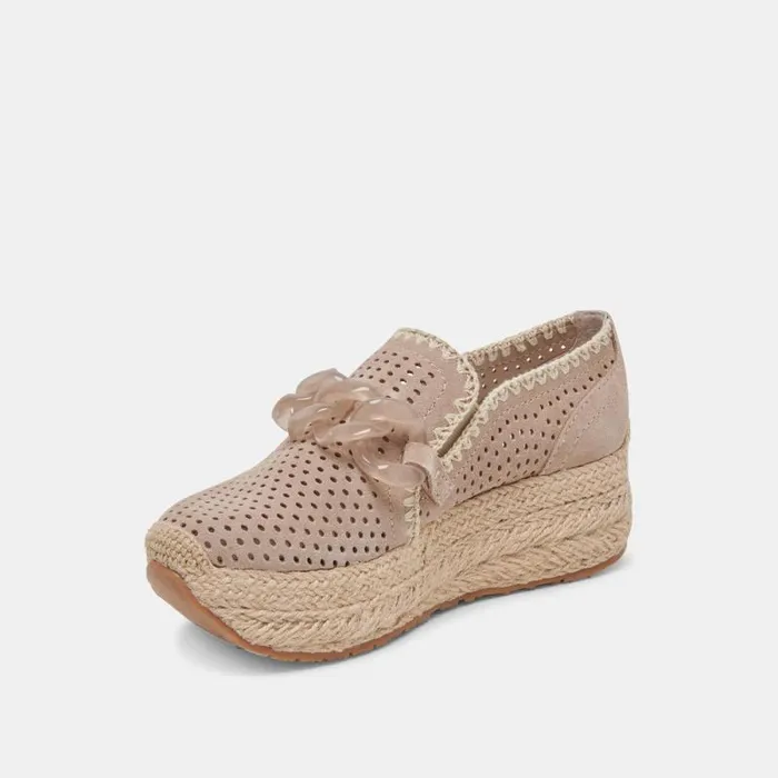Dolce Vita Jhenee Espadrille Sneakers Taupe Perforated Suede Women Sneakers