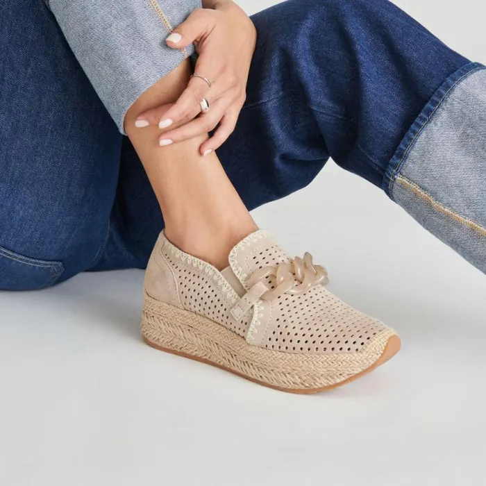 Dolce Vita Jhenee Espadrille Sneakers Taupe Perforated Suede Women Sneakers