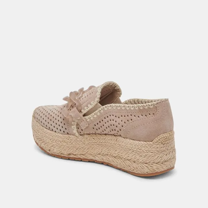 Dolce Vita Jhenee Espadrille Sneakers Taupe Perforated Suede Women Sneakers