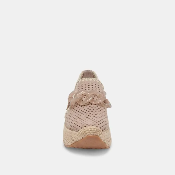 Dolce Vita Jhenee Espadrille Sneakers Taupe Perforated Suede Women Sneakers