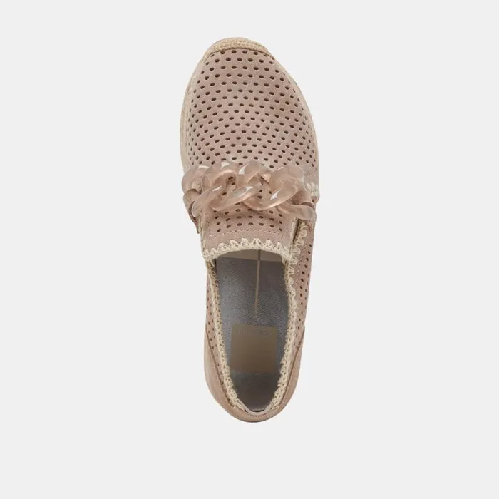 Dolce Vita Jhenee Espadrille Sneakers Taupe Perforated Suede Women Sneakers