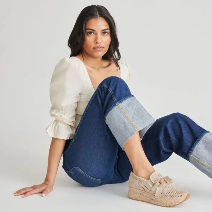 Dolce Vita Jhenee Espadrille Sneakers Taupe Perforated Suede Women Sneakers