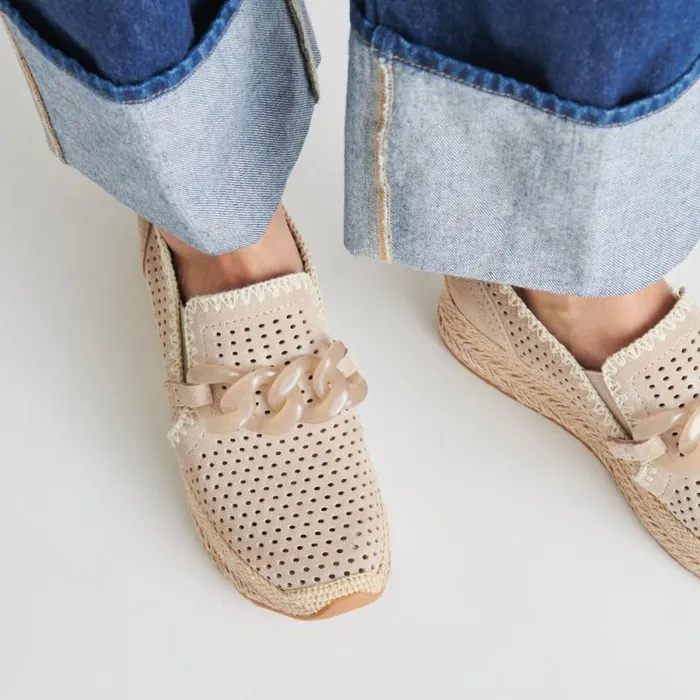 Dolce Vita Jhenee Espadrille Sneakers Taupe Perforated Suede Women Sneakers