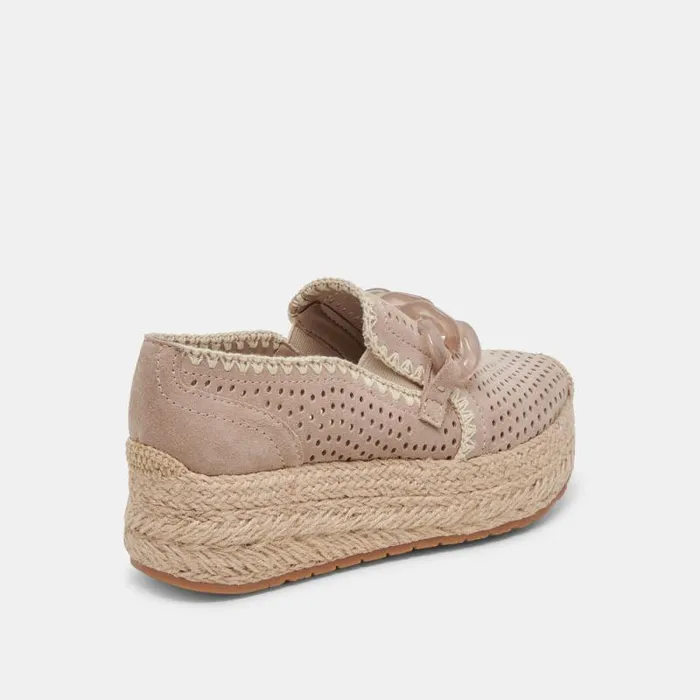 Dolce Vita Jhenee Espadrille Sneakers Taupe Perforated Suede Women Sneakers