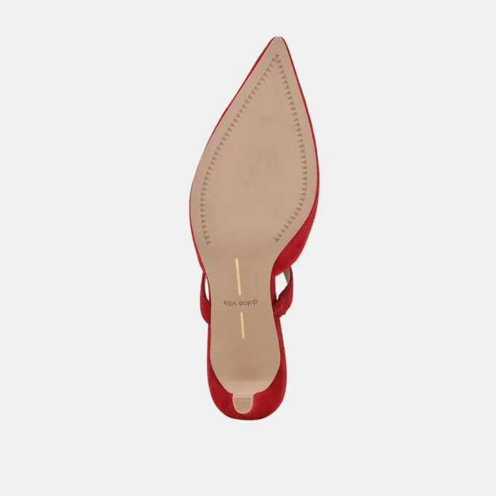 Dolce Vita Kanika Mid Heels Crimson Suede Women Mules and Clogs