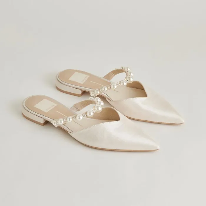 Dolce Vita Kanika Pearl Flats Vanilla Pearls Women Mules and Clogs
