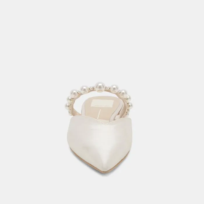Dolce Vita Kanika Pearl Flats Vanilla Pearls Women Mules and Clogs