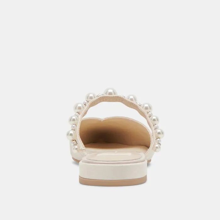 Dolce Vita Kanika Pearl Flats Vanilla Pearls Women Mules and Clogs