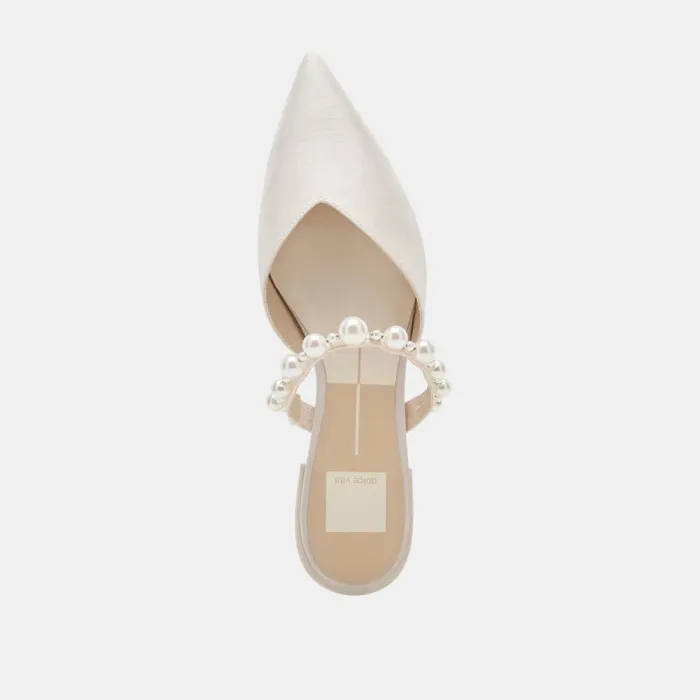 Dolce Vita Kanika Pearl Flats Vanilla Pearls Women Mules and Clogs