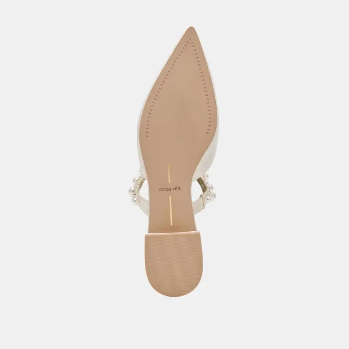 Dolce Vita Kanika Pearl Flats Vanilla Pearls Women Mules and Clogs