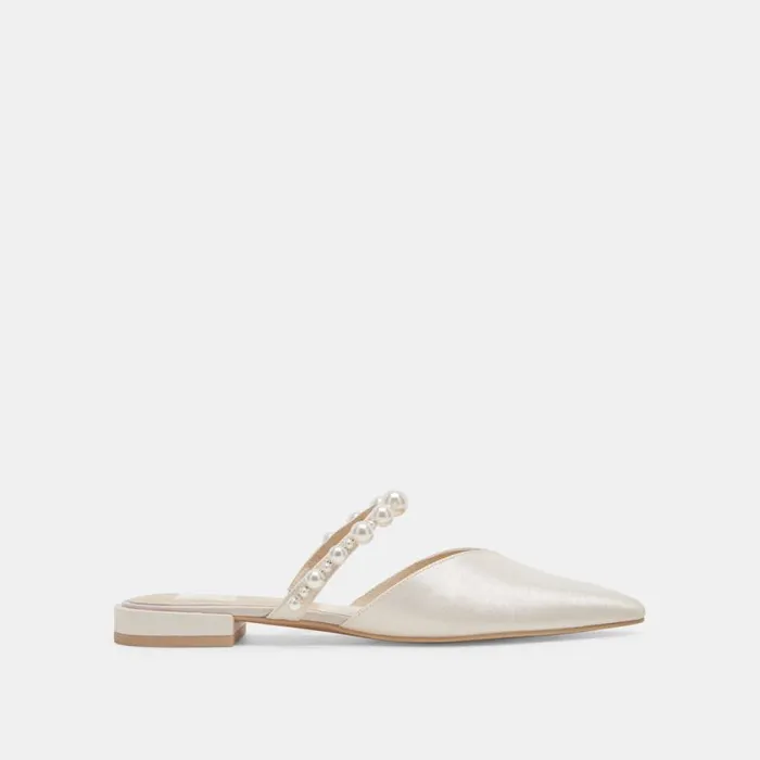 Dolce Vita Kanika Pearl Flats Vanilla Pearls Women Mules and Clogs
