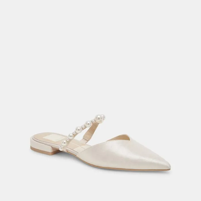 Dolce Vita Kanika Pearl Flats Vanilla Pearls Women Mules and Clogs