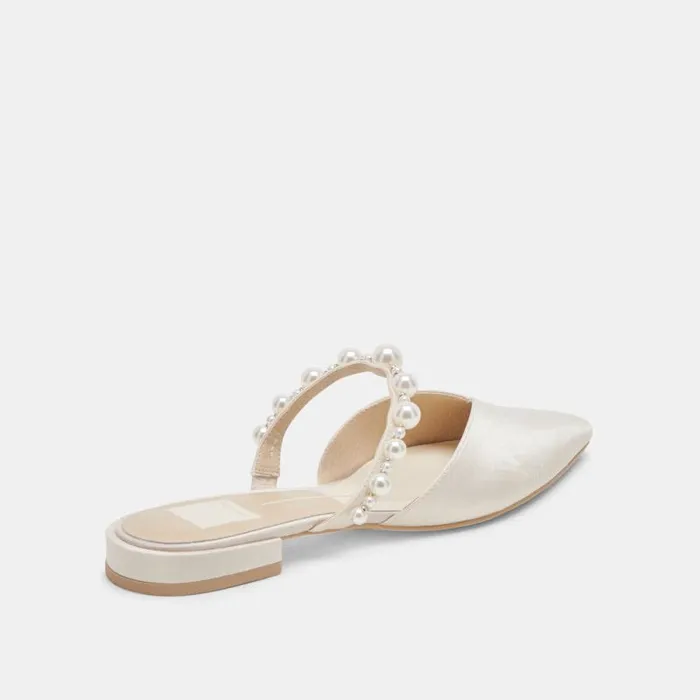 Dolce Vita Kanika Pearl Flats Vanilla Pearls Women Mules and Clogs