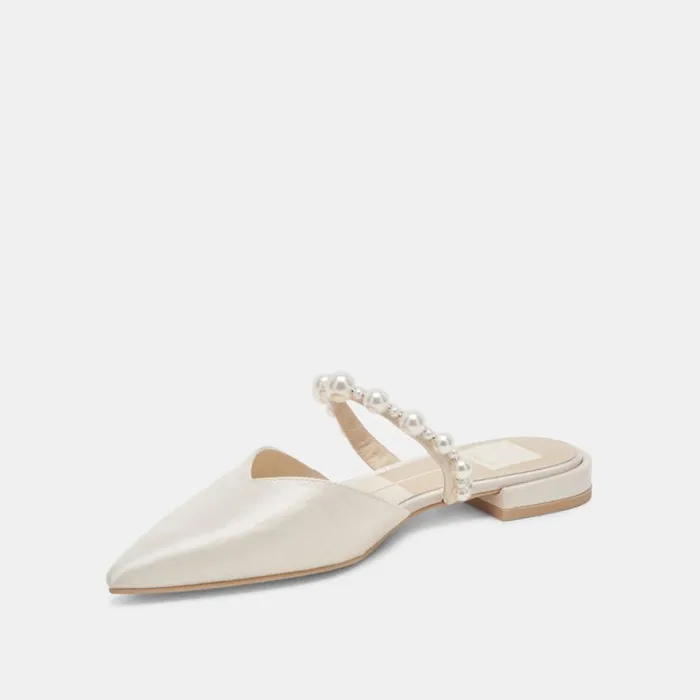 Dolce Vita Kanika Pearl Flats Vanilla Pearls Women Mules and Clogs