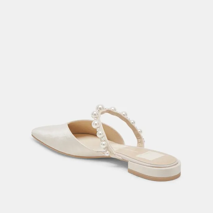 Dolce Vita Kanika Pearl Flats Vanilla Pearls Women Mules and Clogs