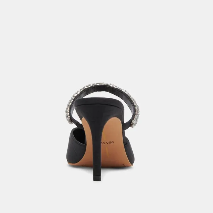 Dolce Vita Kanika Rhinestone Heels Black Rhinestone Women Mules and Clogs