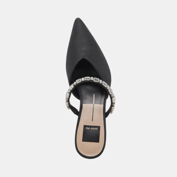 Dolce Vita Kanika Rhinestone Heels Black Rhinestone Women Mules and Clogs
