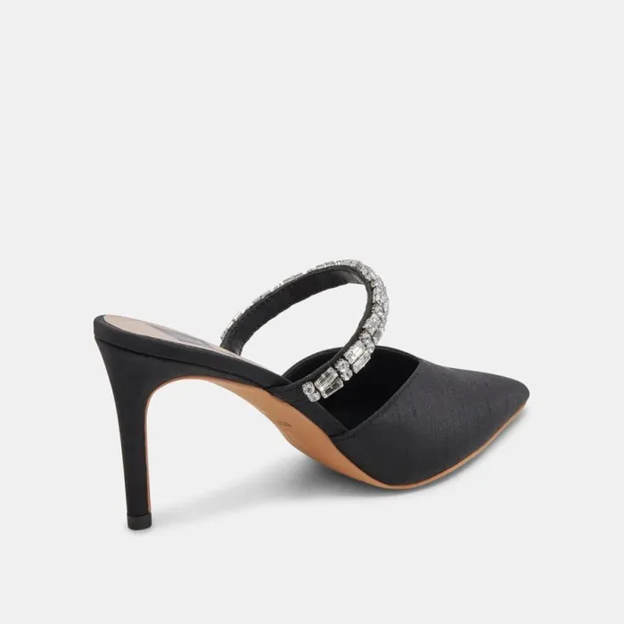 Dolce Vita Kanika Rhinestone Heels Black Rhinestone Women Mules and Clogs