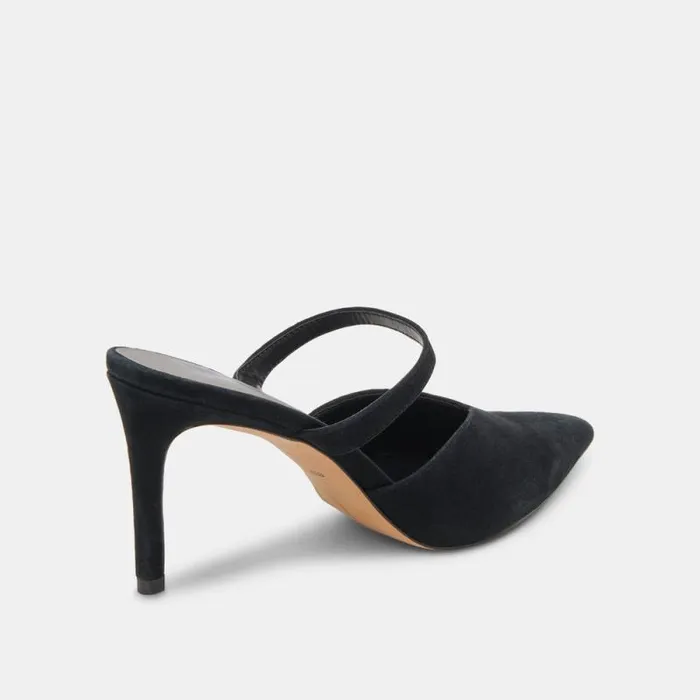 Dolce Vita Kanika Wide Heels Onyx Suede Women Mules and Clogs