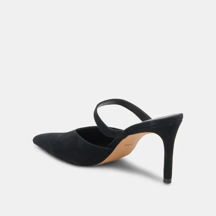 Dolce Vita Kanika Wide Heels Onyx Suede Women Mules and Clogs