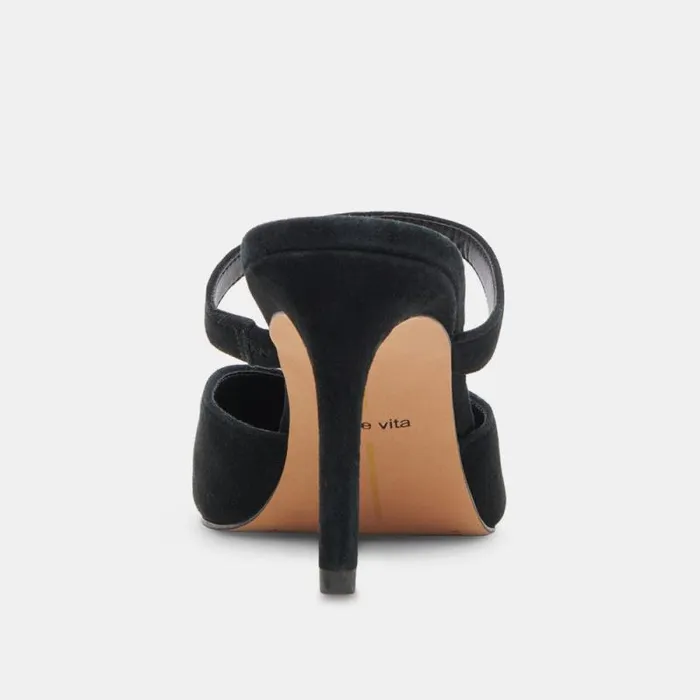 Dolce Vita Kanika Wide Heels Onyx Suede Women Mules and Clogs