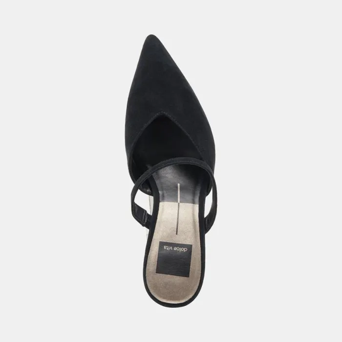 Dolce Vita Kanika Wide Heels Onyx Suede Women Mules and Clogs