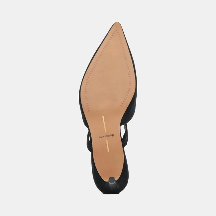 Dolce Vita Kanika Wide Heels Onyx Suede Women Mules and Clogs