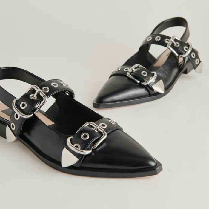 Dolce Vita Labell Flats Midnight Crinkle Patent Women Flats and Loafers