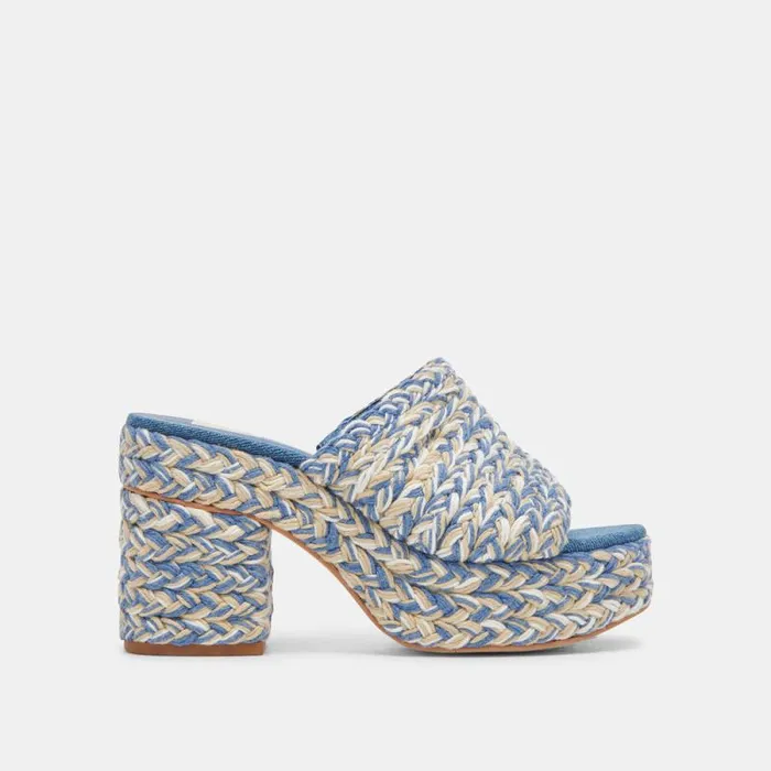 Dolce Vita Lady Heels Blue Multi Woven Women Sandals
