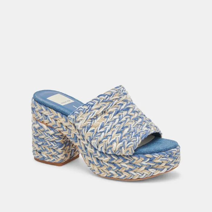 Dolce Vita Lady Heels Blue Multi Woven Women Sandals