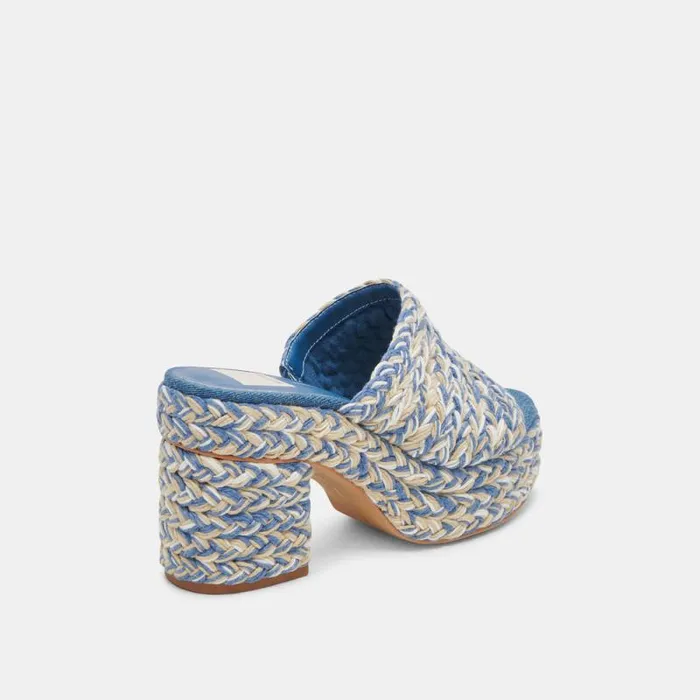 Dolce Vita Lady Heels Blue Multi Woven Women Sandals