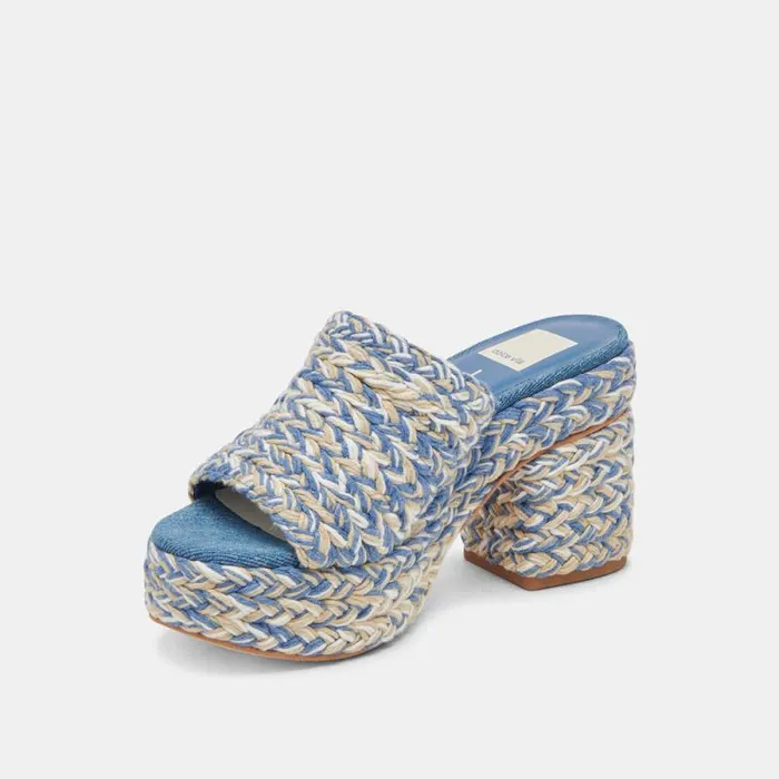 Dolce Vita Lady Heels Blue Multi Woven Women Sandals