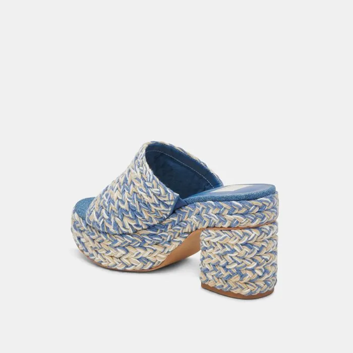 Dolce Vita Lady Heels Blue Multi Woven Women Sandals