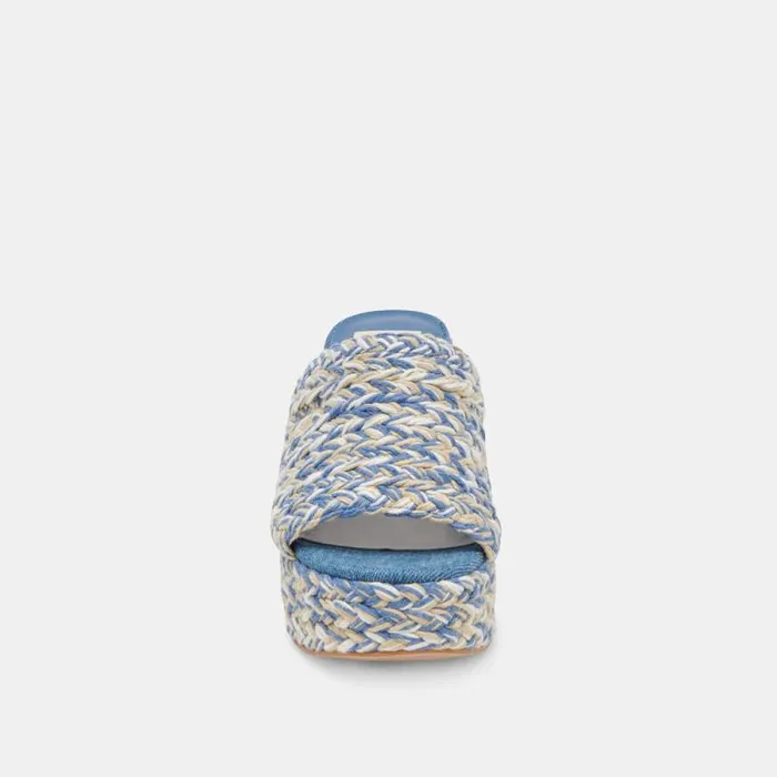 Dolce Vita Lady Heels Blue Multi Woven Women Sandals
