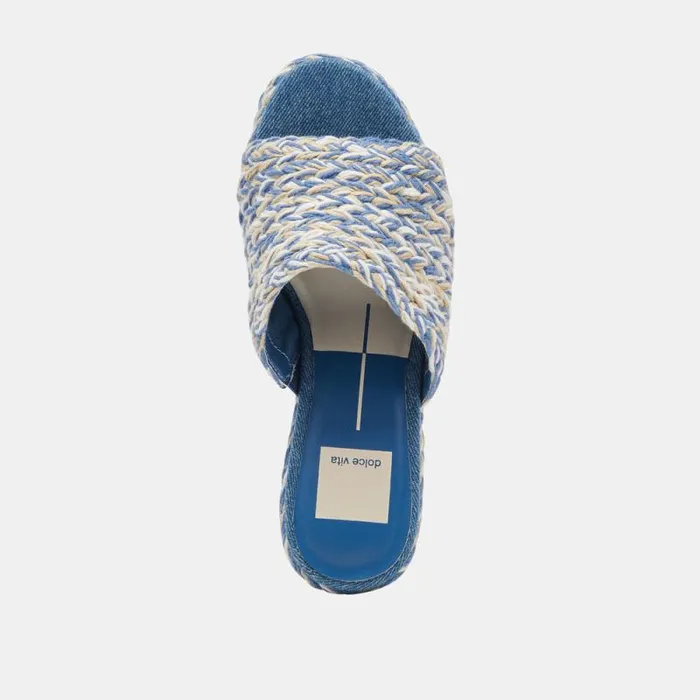 Dolce Vita Lady Heels Blue Multi Woven Women Sandals