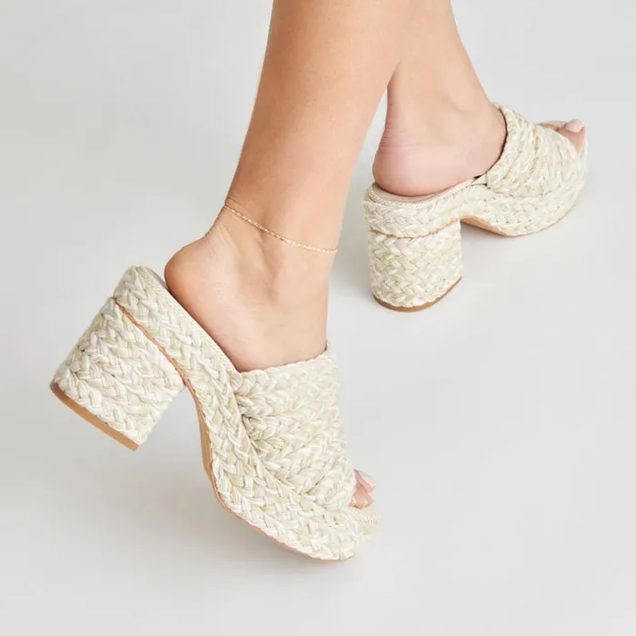 Dolce Vita Lady Heels Ivory Multi Woven Women Heels