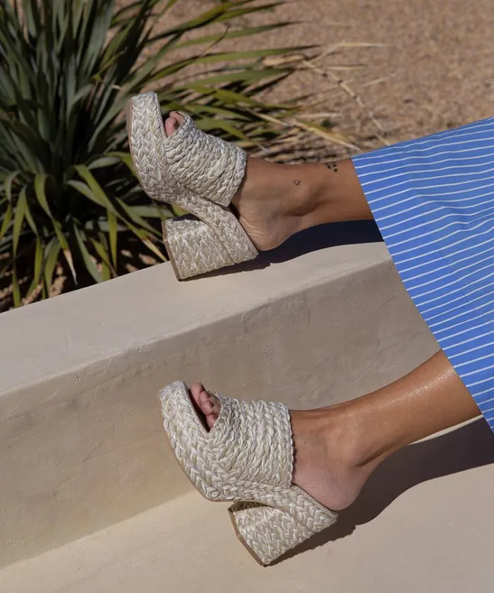 Dolce Vita Lady Heels Ivory Multi Woven Women Heels