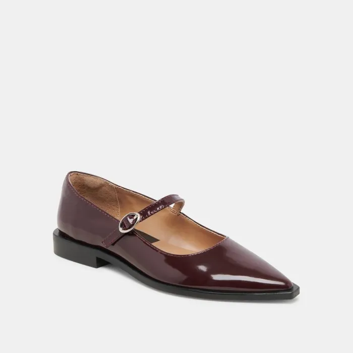 Dolce Vita Largo Flats Cranberry Patent Leather Women Flats and Loafers