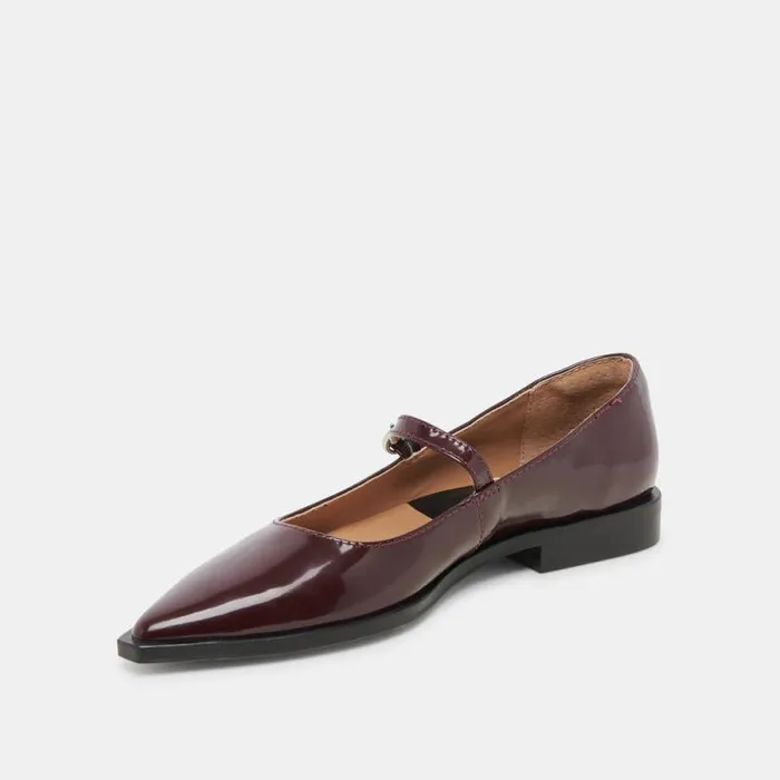 Dolce Vita Largo Flats Cranberry Patent Leather Women Flats and Loafers