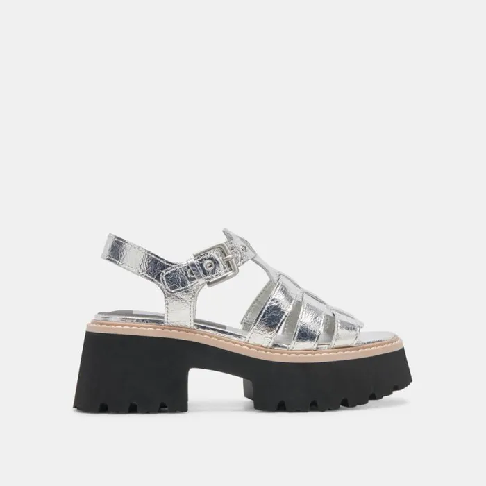 Dolce Vita Latice Sandals Silver Distressed Leather Women Sandals