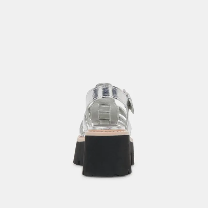 Dolce Vita Latice Sandals Silver Distressed Leather Women Sandals