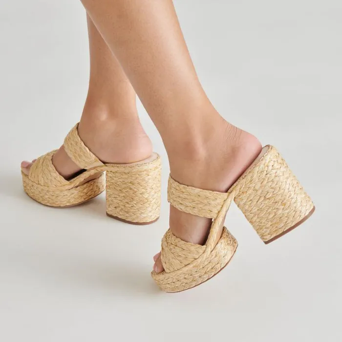 Dolce Vita Latoya Heels Lt Natural Raffia Women Heels
