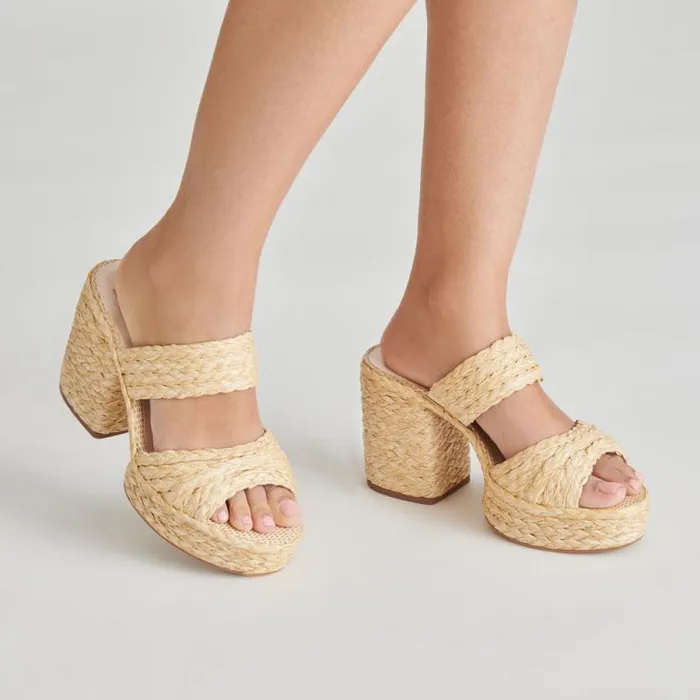 Dolce Vita Latoya Heels Lt Natural Raffia Women Heels