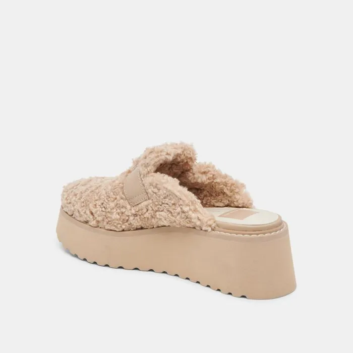 Dolce Vita Lelani Plush Flats Natural Plush Women Mules and Clogs