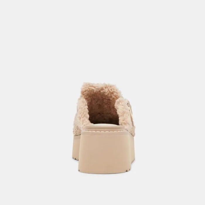 Dolce Vita Lelani Plush Flats Natural Plush Women Mules and Clogs
