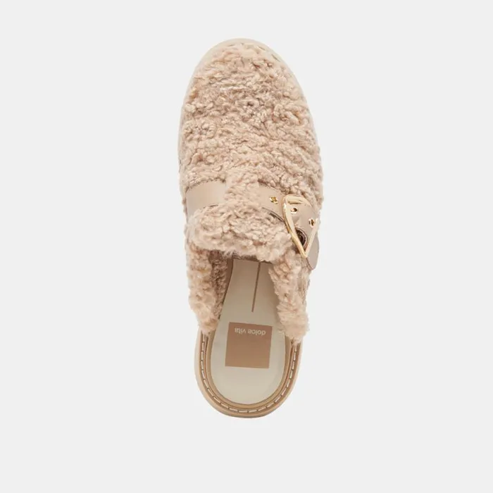 Dolce Vita Lelani Plush Flats Natural Plush Women Mules and Clogs