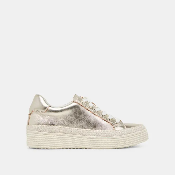 Dolce Vita Lennix Sneakers Light Gold Metallic Leather Women Sneakers