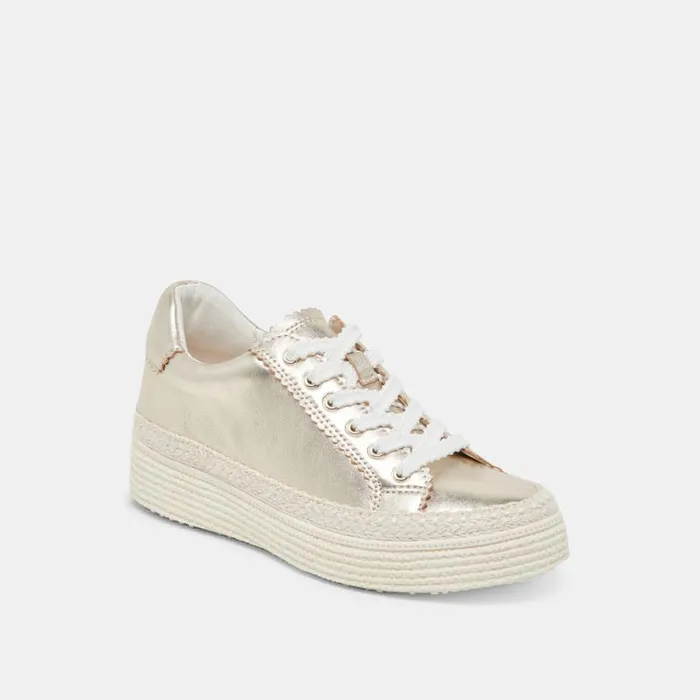 Dolce Vita Lennix Sneakers Light Gold Metallic Leather Women Sneakers